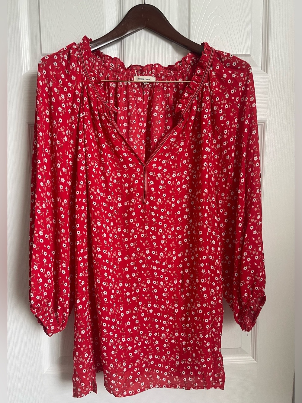 Max Studio Red Floral Blouse